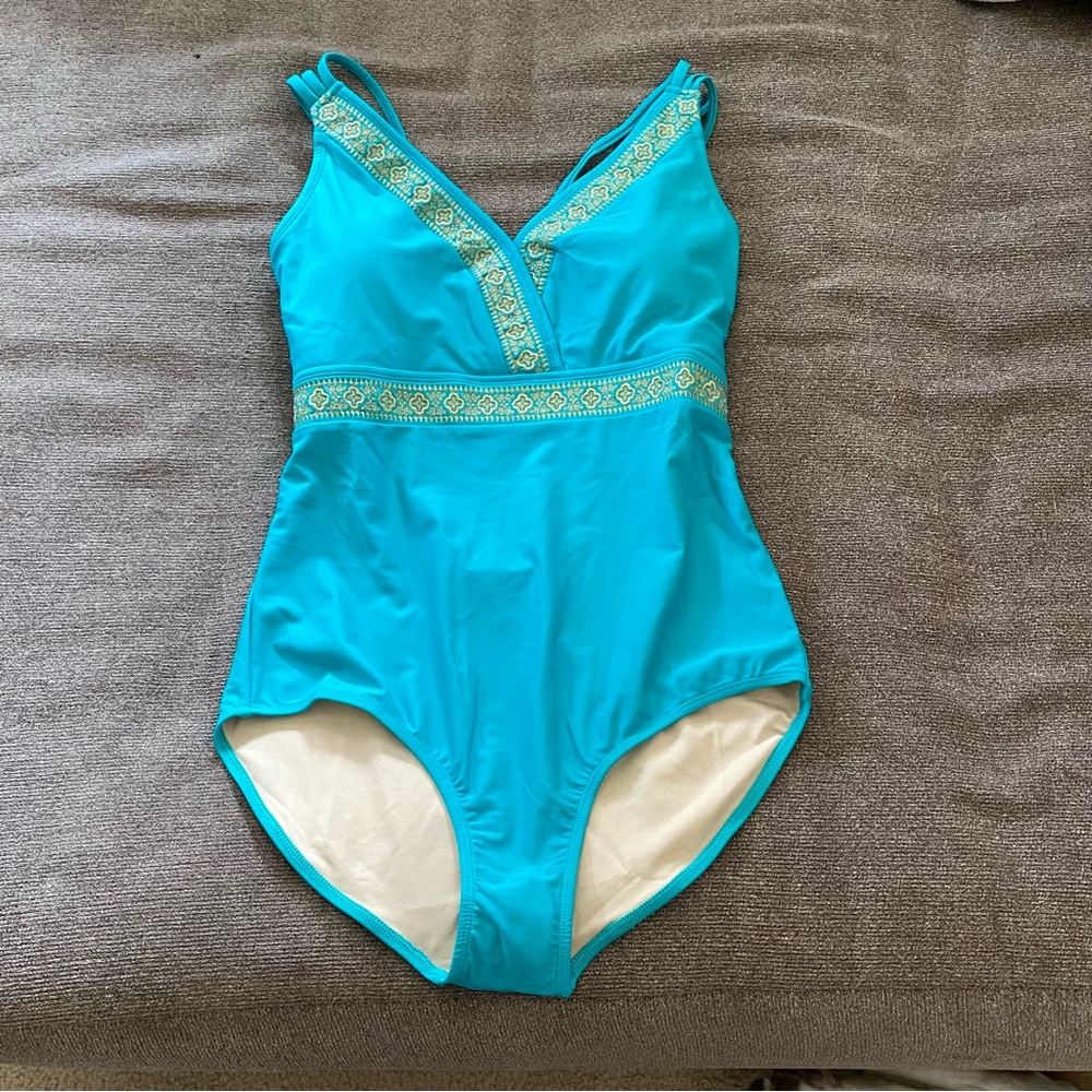 Cabana Life Turquoise Metallic Detail Swimsuit ☀️